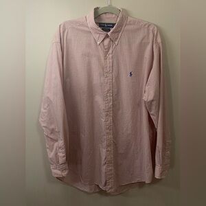 Ralph Lauren Long Sleeve Button Up Pink Checkered Dress Shirt Men’s Size L.